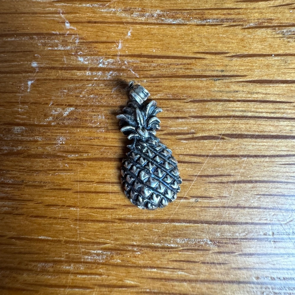 Sterling Silver Pineapple Charm Pendant Tropical Beach‎ Jewelry